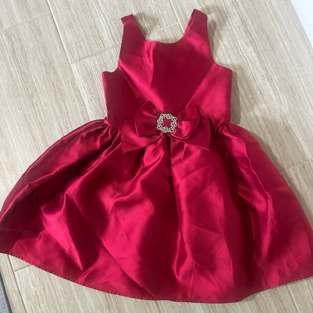 Charming Ruby Kids Dress with Sparkling Bow
